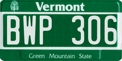 VT license plate BWP306