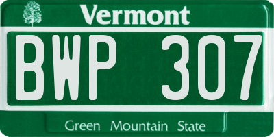VT license plate BWP307
