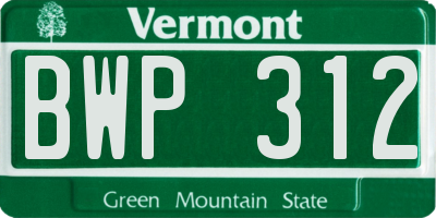 VT license plate BWP312