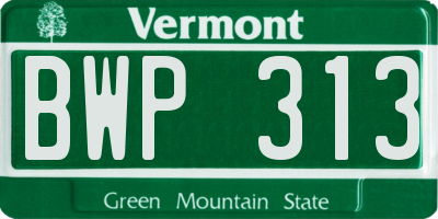 VT license plate BWP313