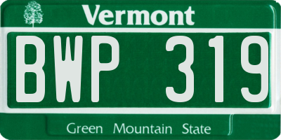 VT license plate BWP319