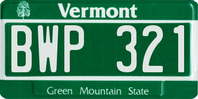 VT license plate BWP321