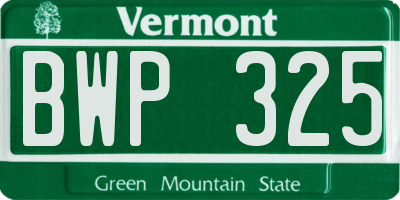VT license plate BWP325