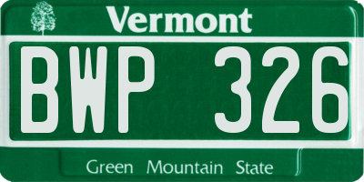 VT license plate BWP326