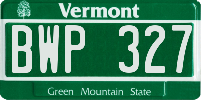 VT license plate BWP327