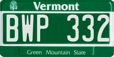 VT license plate BWP332