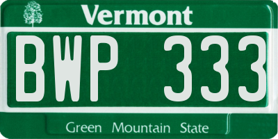 VT license plate BWP333