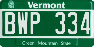 VT license plate BWP334