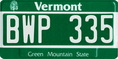 VT license plate BWP335
