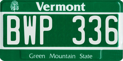 VT license plate BWP336