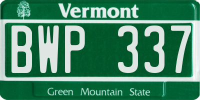 VT license plate BWP337