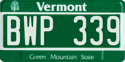 VT license plate BWP339