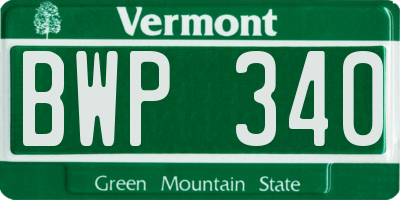 VT license plate BWP340
