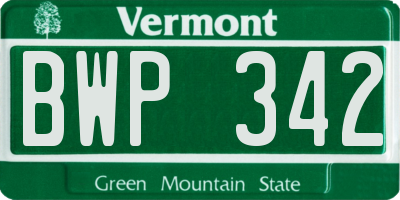 VT license plate BWP342