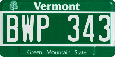 VT license plate BWP343