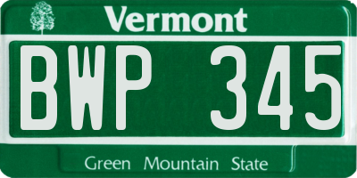 VT license plate BWP345