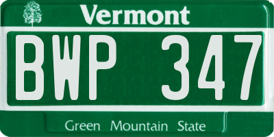 VT license plate BWP347