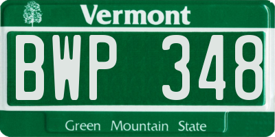 VT license plate BWP348