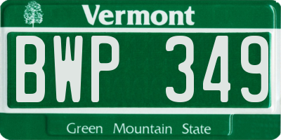 VT license plate BWP349