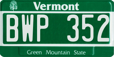 VT license plate BWP352