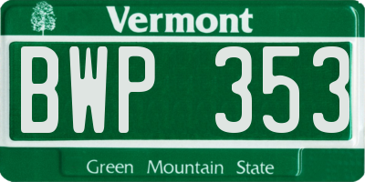 VT license plate BWP353