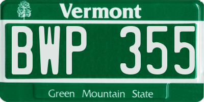 VT license plate BWP355