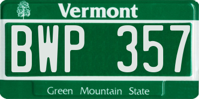 VT license plate BWP357