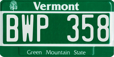 VT license plate BWP358