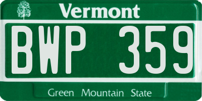 VT license plate BWP359