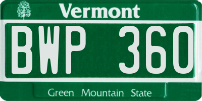 VT license plate BWP360