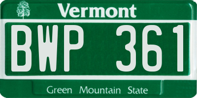 VT license plate BWP361