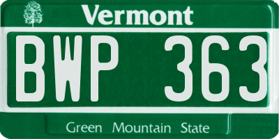 VT license plate BWP363