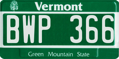 VT license plate BWP366