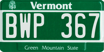 VT license plate BWP367