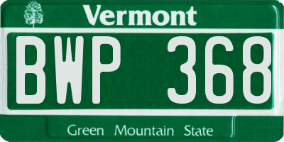 VT license plate BWP368