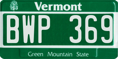 VT license plate BWP369