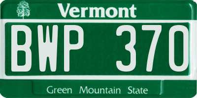 VT license plate BWP370