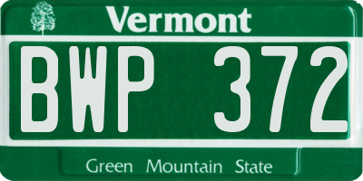 VT license plate BWP372