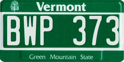 VT license plate BWP373