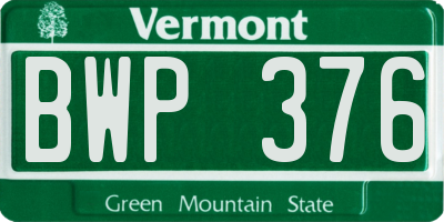 VT license plate BWP376