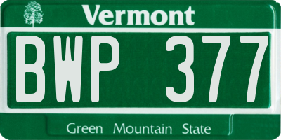 VT license plate BWP377