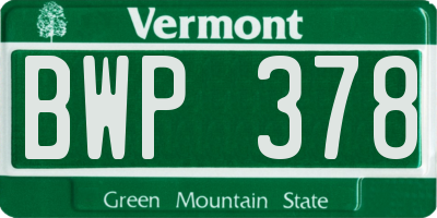 VT license plate BWP378