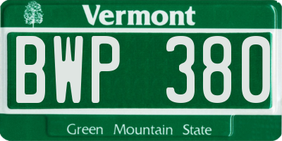VT license plate BWP380