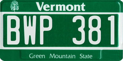 VT license plate BWP381