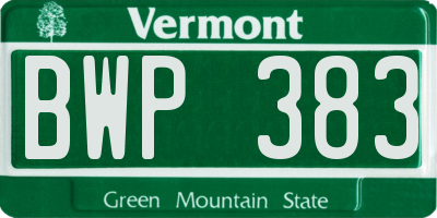 VT license plate BWP383