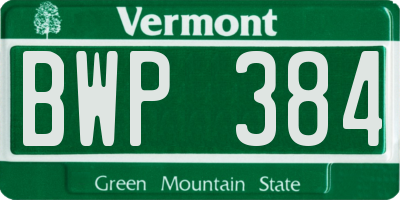 VT license plate BWP384