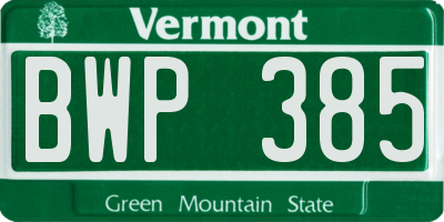 VT license plate BWP385