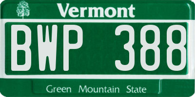 VT license plate BWP388