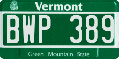 VT license plate BWP389