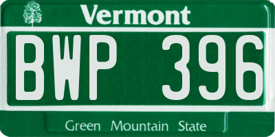 VT license plate BWP396